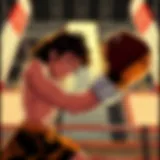 Dynamic boxing scene highlighting intense action