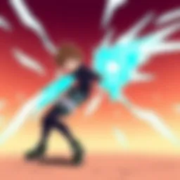 Dynamic battle scene from Beyblade Burst Surge