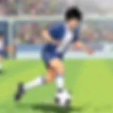 Iconic moment from Captain Tsubasa showcasing intense football action