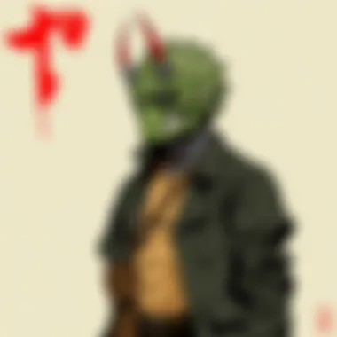 A detailed view of the intricate artwork that defines the series' visual style.