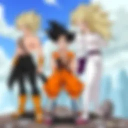 A dynamic scene showcasing the evolution of Dragon Ball Heroes characters