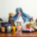 A diverse array of anime figurines displayed on a shelf
