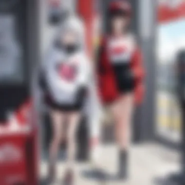 Anime-Inspired Streetwear Collection Vibrant display of anime-inspired streetwear showcasing various styles and characters