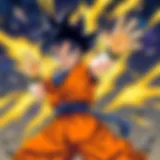 Goku in a dynamic battle pose showcasing his strength