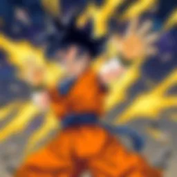 Goku in a dynamic battle pose showcasing his strength