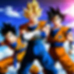 A vibrant depiction of Goku and Vegeta training intensely in a new dimension.