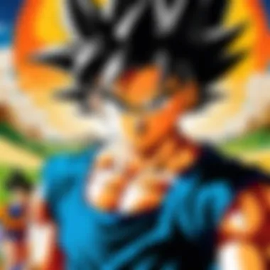 Vibrant Representation of Key Arcs Artistic depiction of significant Dragon Ball arcs captured in a vibrant style