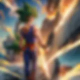 Epic showdown between Goku and Broly showcasing intense battle dynamics.