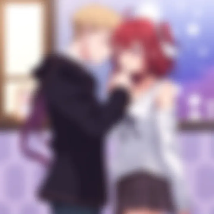 Character Connections: Moments of Affection An artistic depiction of two anime characters sharing a significant moment together.