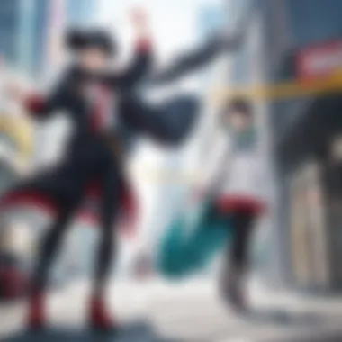 Action-Packed Moments in My Hero Academia Scene from My Hero Academia depicting action and excitement.