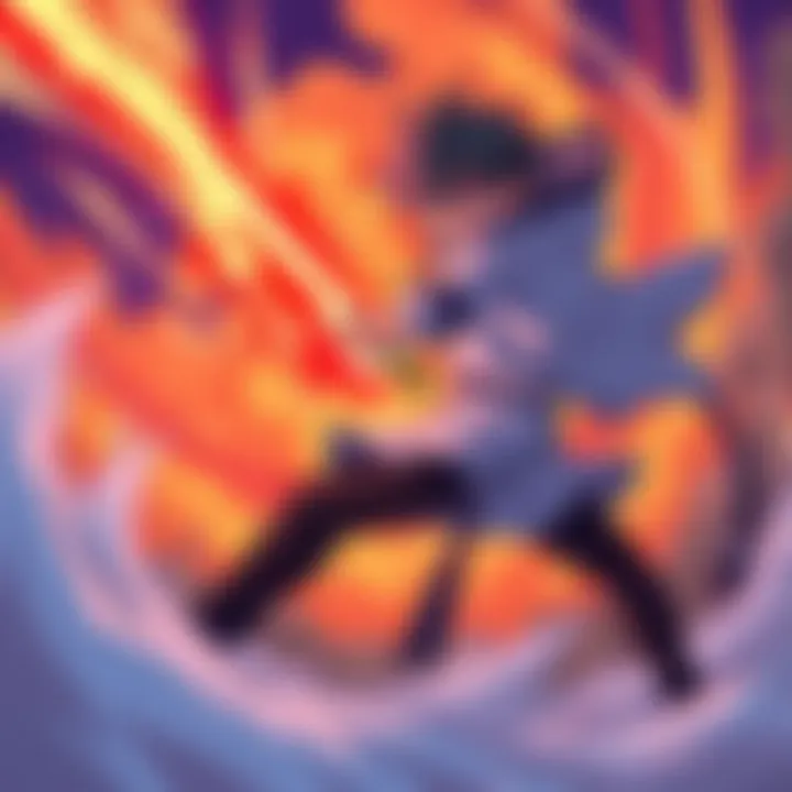 A captivating scene from a well-known anime series showcasing an intense battle