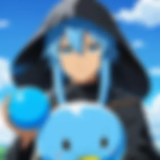 A vibrant illustration depicting the protagonist Rimuru Tempest in his slime form, showcasing his playful yet powerful nature.