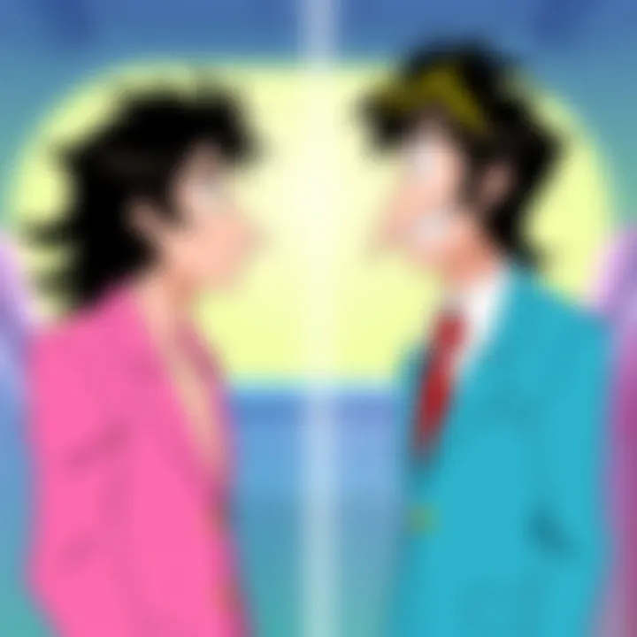 A screenshot comparing a pivotal scene from both the English dub and the original Japanese version of Space Dandy.