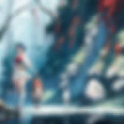 A breathtaking landscape showcasing the harmony of nature and the industrial world in Princess Mononoke.