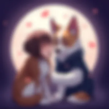 A scene depicting the emotional connection between a character and their animal friend.