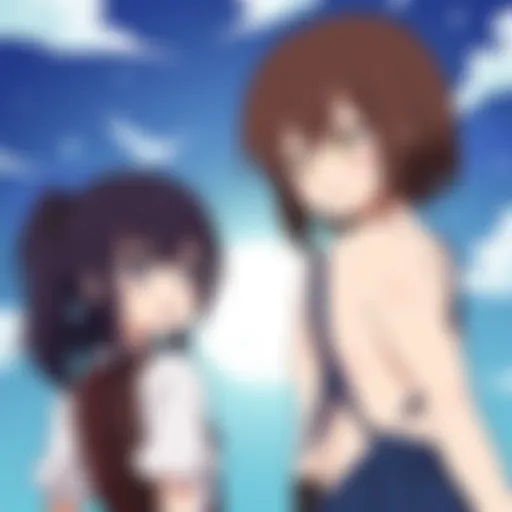 A vibrant scene from a popular anime showcasing dynamic character interactions