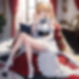 A romantic scene between two characters in a serene setting