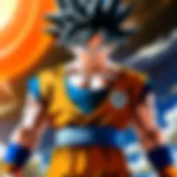 Intricate character design showcasing Goku in a dramatic pose