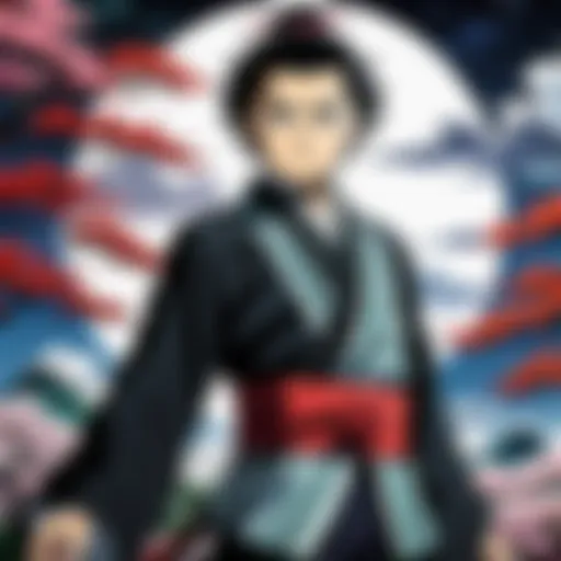 Dramatic scene showcasing a battle between Tanjiro and a formidable demon.