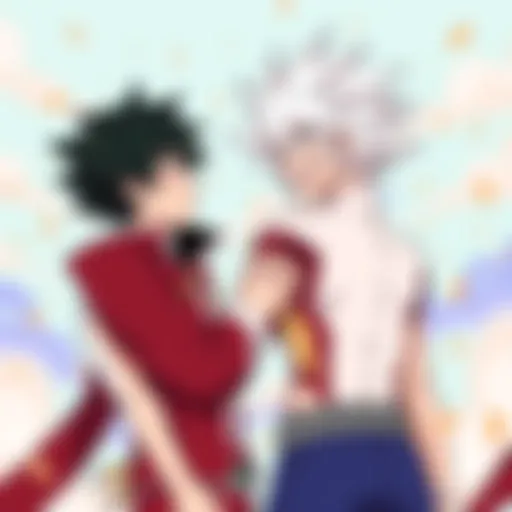 Izuku and All Might's Inspiring Connection A pivotal scene showcasing the bond between Izuku Midoriya and All Might.