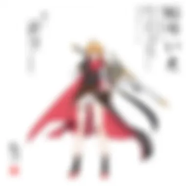 Illustration showcasing a character evolution from game to manga