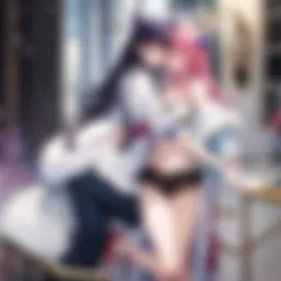 A vibrant representation of yuri comic characters in a romantic scene