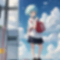 A vibrant scene from Nichijou showcasing its unique art style and humor