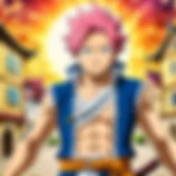 A captivating scene from Fairy Tail showcasing the vibrant animation style that characterizes the series.