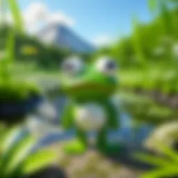 Keroppi in a vibrant natural setting
