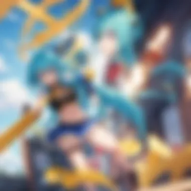 Vibrant Characters of Konosuba A whimsical portrayal of the main characters from Konosuba in a fantasy setting.