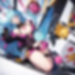 A vibrant collage of popular waifu characters from gacha games