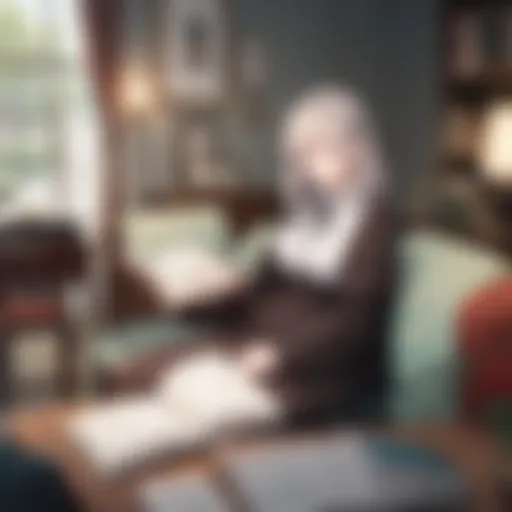 A serene reading nook with light novels on display