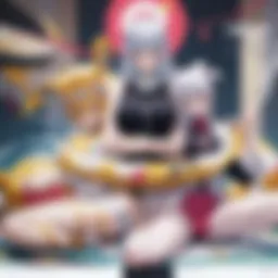 A serene yoga pose illustrated in a manga style, showcasing the balance between body and mind.