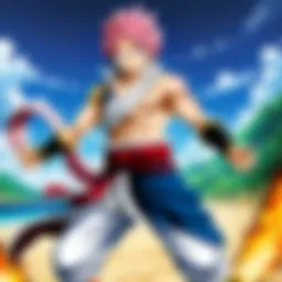 Natsu Dragneel with his iconic smile and fire magic