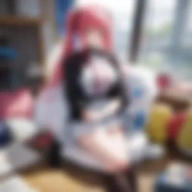 An artistic depiction of fans engaging with anime and manga content