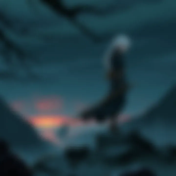 A dramatic landscape setting that reflects the dark themes of the series