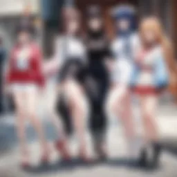 A vibrant illustration showcasing a diverse community of manga and anime enthusiasts engaged in lively discussion.