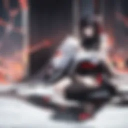 A poignant moment between two characters symbolizing love amidst chaos.