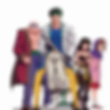 Visual representation of the diverse cast of JoJo's Bizarre Adventure