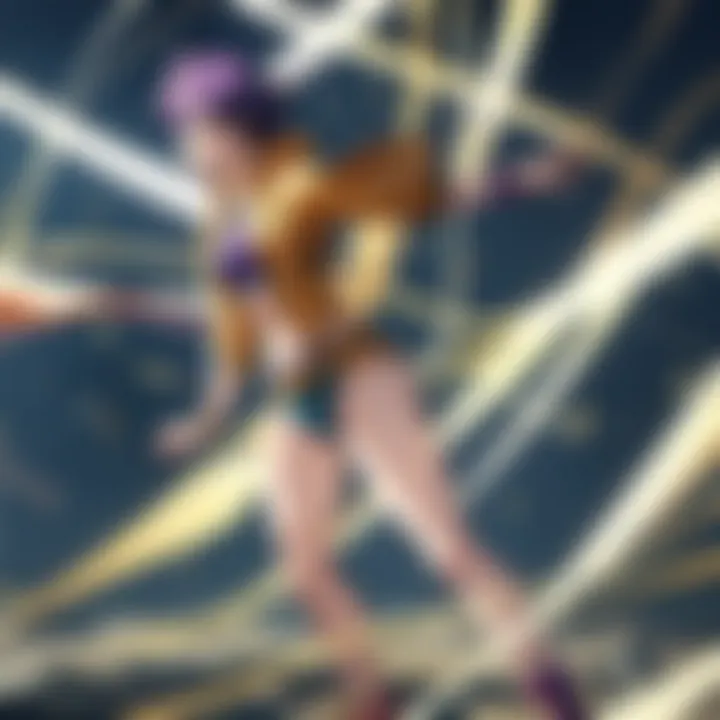 A dynamic battle scene showcasing Stands