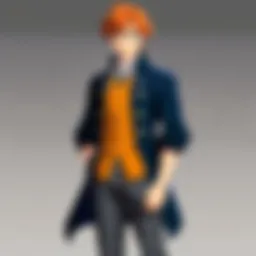 An intricate animation cell showcasing a character design from a classic anime series.