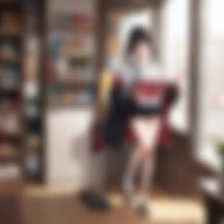 A dynamic scene depicting manga fans eagerly receiving deliveries
