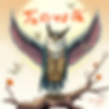 A vibrant scene illustrating owls in a fantastical manga setting