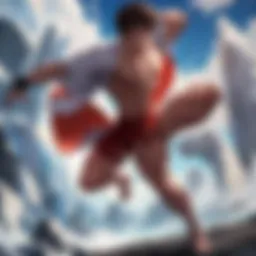 An intricate illustration of Baki's main character showcasing his unique fighting style.