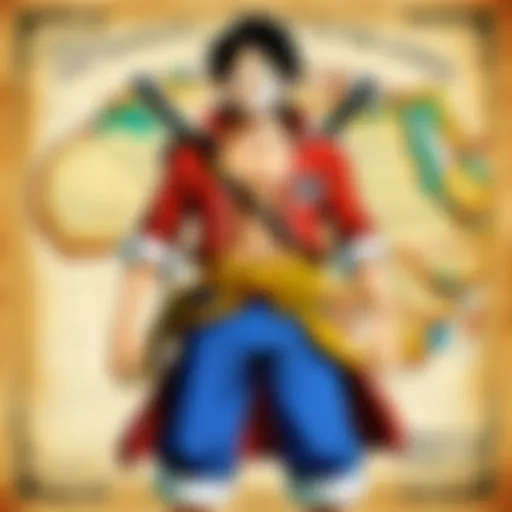 A detailed map of the Grand Line featuring key locations from One Piece