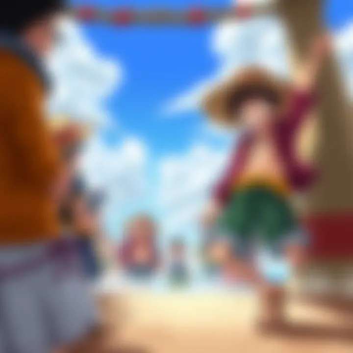 Screenshot of a vibrant community event in One Piece mobile game