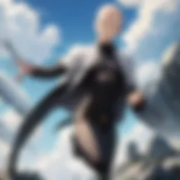 A dynamic scene showcasing Saitama in action, capturing the essence of his unmatched strength.