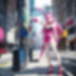 A vibrant portrayal of Panty and Stocking characters in an urban setting