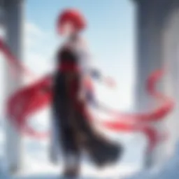 A close-up of Shirayuki's character design illustrating her vibrant red hair and expressive features.