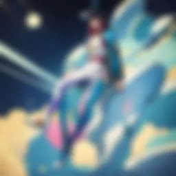 A vibrant scene showcasing the eclectic characters of Space Dandy in a cosmic setting